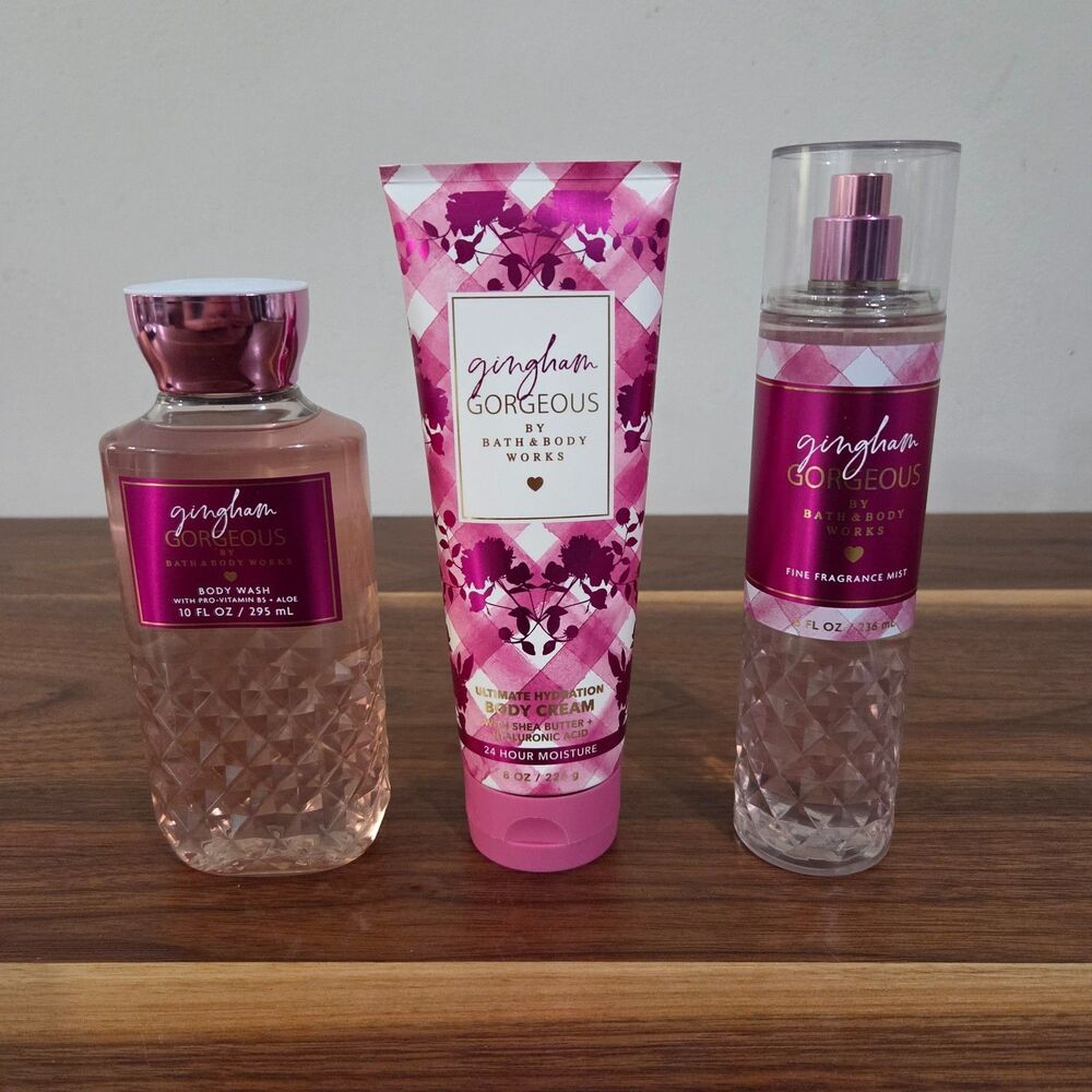 Bath & Body Works Gingham Gorgeous Gift Set Body Mist Lotion & Body Wash